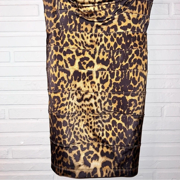 Tadashi Shoji Collection Brown Animal Print Cap Sleeve Mini Dress,Women’s Size 4 - Picture 6 of 12